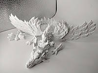 41 на 45 см. Подвижная игрушка Крылатый дракон. (Разные цвета). 3D-печать безопасным органическим пластиком. Белый