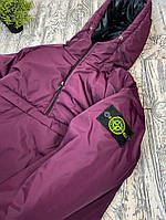 Утепленный анорак STONE ISLAND бордового цвета 48-43.7/425 Отличное качество