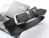 Мужской подарочный набор Lacoste ремень и кошелек черные Отличное качество