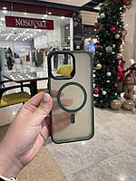 Чехол противоударный с MagSafe для iPhone 15 Pro Max Dark Green на айфон 15 про макс зеленый