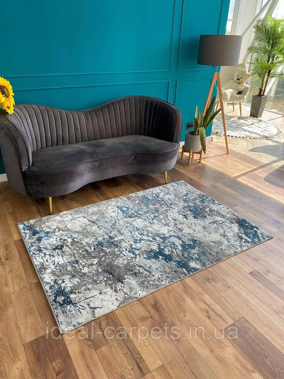 Доріжка на відріз Qwant абстракція 0022 Синій Короткий ворс 0.8м, 1м, 1.2м, 1.6м, 2м, 2.5м, 3м, фото 1