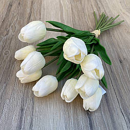 Штучний тюльпан жовтий 33 см білий