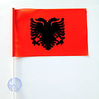 Флажок Албании в машину с присоской полиэстер 14х23 см