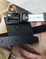Мужской подарочный набор Calvin Klein кожаный ремень и кошелек, черный Отличное качество