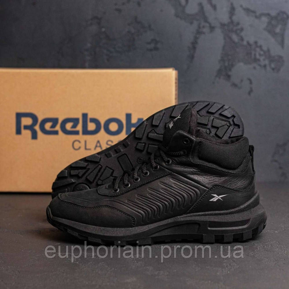 Зимові шкіряні ботинки Reebok чорні Отличное качество - фото 4 - id-p2079564360