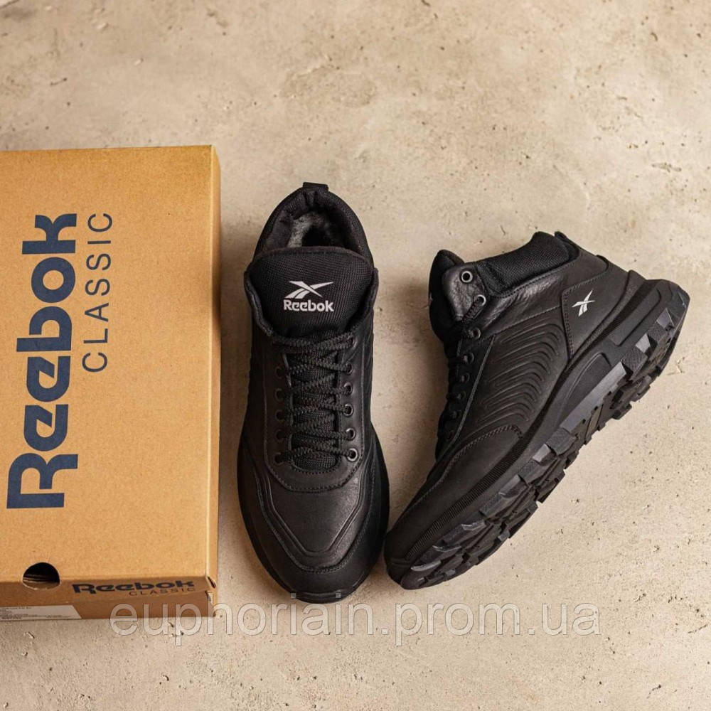 Зимові шкіряні ботинки Reebok чорні Отличное качество - фото 6 - id-p2079564360