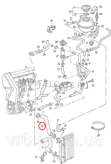 Шланг системи охолодження VW 191121101Q - фото 2 - id-p376287158