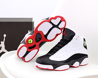 Чоловічі кросівки Nike Air Jordan 13 Retro white black red flint взуття Найк Аїр Джордан чорно-білі червоним шкіряні весна осінь