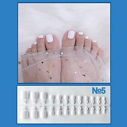 Однотонні накладні нігті для педикюру - білі (для пальців ніг) 5