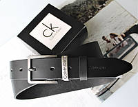 Мужской кожаный классический ремень Calvin Klein black Отличное качество