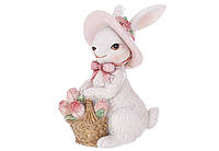 Статуэтка декоративная Кролик с тюльпанами 7х5х10 см 1K07-484 полистоун
