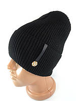 Шапка женская черная с отворотом брошью Модные женские шапки с флисом Шапка-колпак Бежевая