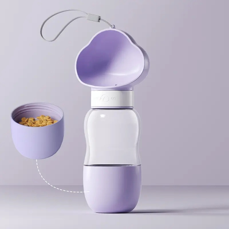 Пляшка-поїлка для собак і кішок Semi Foot, 2 відділення 350 мл + 200 мл, Purple EXP