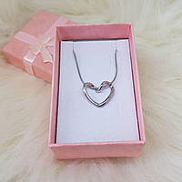 Подвес сердце, бижутерия, 1,9*1,6 см, цвет серебро, в подарочной коробке