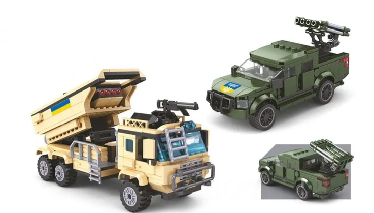 Дитячий конструктор Військова техніка ЗСУ Limo Toy KB 1106 Реактивна артилерійська система та Бандеромобіль