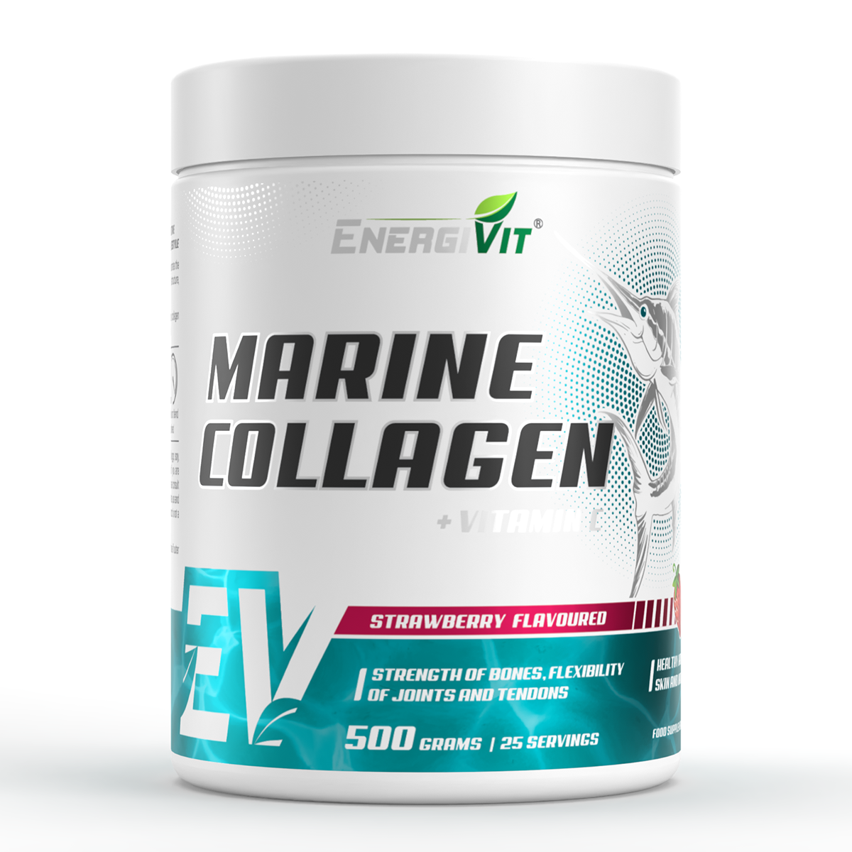 Біодобавка EnergiVit Marine Collagen + Vitamin C 500 g Полуниця
