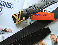 Ремень с тиснением Louis Vuitton унисекс черный Отличное качество