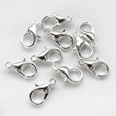 Замочок-карабін "лобстер" 10х5 мм, срібло (10 шт)