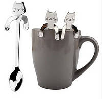 Чайная ложка с держателем на чашку в виде кота