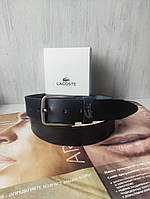 Мужской кожаный ремень Lacoste, черный Отличное качество