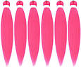 Канекалон Easy Braid Pink однотонний рожевий EZ Довжина 65±2 см Вага 90±2 г Низькотемпературний матеріал 100-150 °C, фото 4