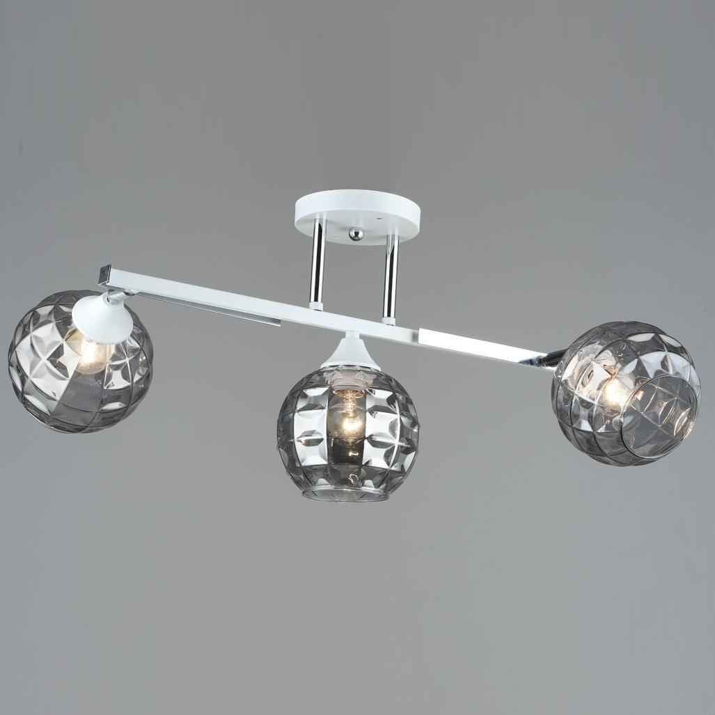Декоративна стельова люстра з трьома поворотними плафонами у хромовому відтінку під лампи Е27 Sirius A4094/3