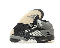 Мужские кроссовки Nike Air Jordan 5 retro grey Найк Джордан Ретро серые черным замшевые баскетбольные весенние 41