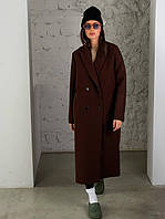 Женское пальто прямое на 4 пуговицах S-M Коричневое 1480 ZF inspire