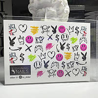 Наклейки слайдери для дизайну нігтів 31 TYUNING NAILS