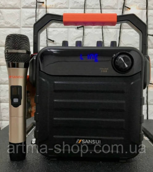 Компактна переносна портативна колонка Sansui SS7-06 2 бездротові мікрофони, Потужність 40 ватів.