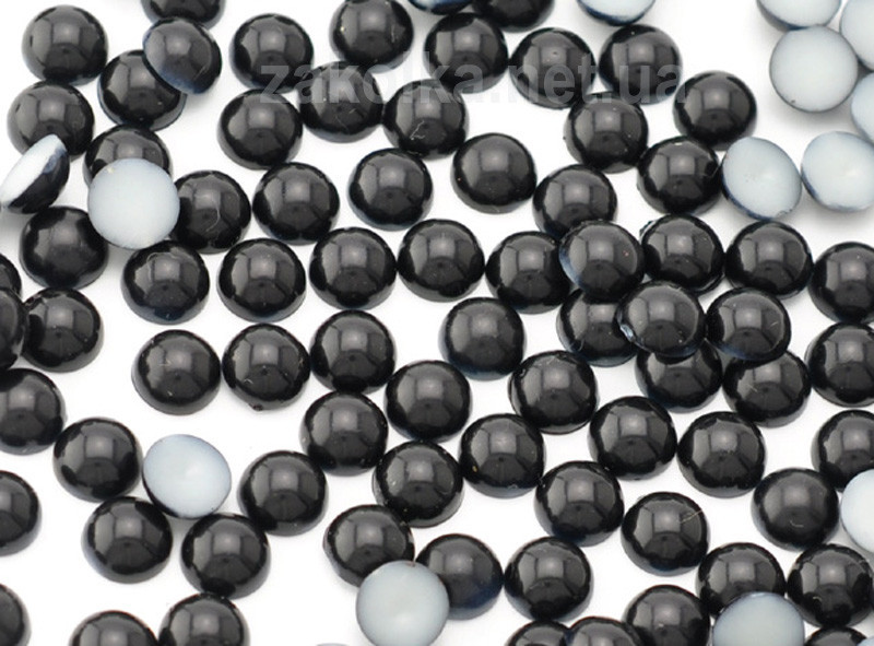 Полубусины клейові чорні 7 мм