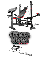 Набір Hop-Sport Premium 38кг з лавою HS-1075 Pro, штангою та гантелями