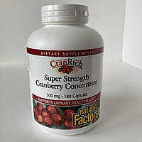 Natural factors, CranRich, cranberry concentrate концентрат журавлини, 500 мг, 180 капсул