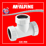 Трійник пластиковий компресійне з'єднання 32х32х32 мм з гайками 32E-WH McAlpine, фото 3