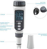 Вимірювач кислотності ph метр для води 0.00-14pH аналізатор тестер якості води PH818 у чохлі, фото 5