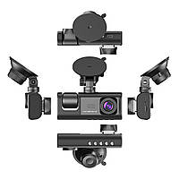 Автомобильные видеорегистраторы ночные с камерой заднего вида Датчик удара G-сенсор 3 камеры microSD  FULL HD