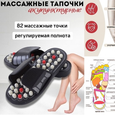 Рефлекторные тапочки с массажным эффектом акупунктурные Massage Slipper , Тапочки ортопедические с шипами - фото 8 - id-p2079819180