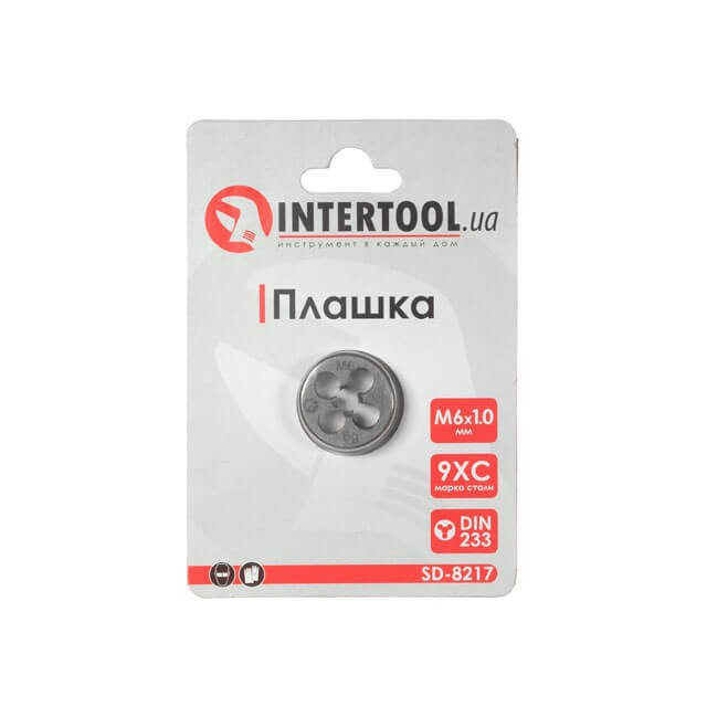 Плашка M 6x1,0 мм INTERTOOL SD-8217 Плашка M 6x1,0 мм INTERTOOL SD-8217
