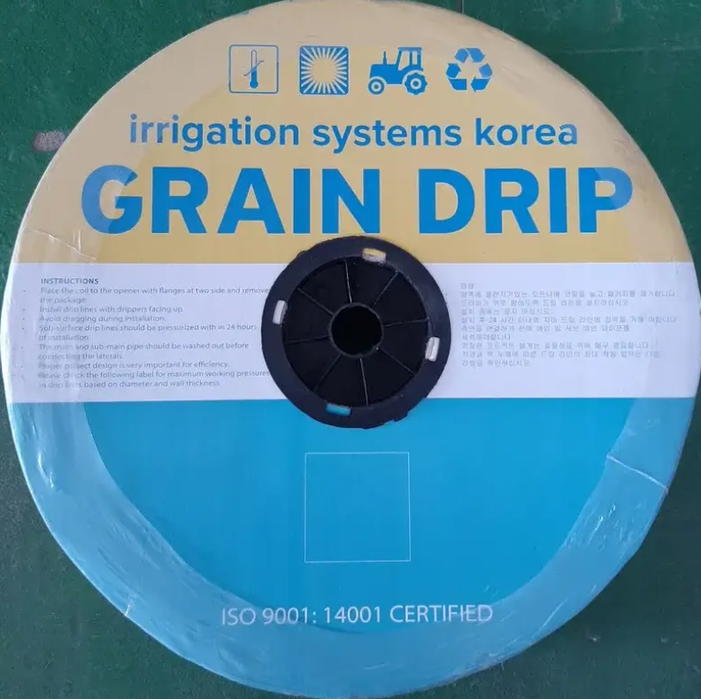 Крапельна стрічка Корея щілинна GRAIN DRIP 8 mil/10 см, водовилив 1,1 л/год, у бухті 1000 м