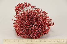 Квіткова тичинка з блискітками 0,3 см червоного кольору 1700шт