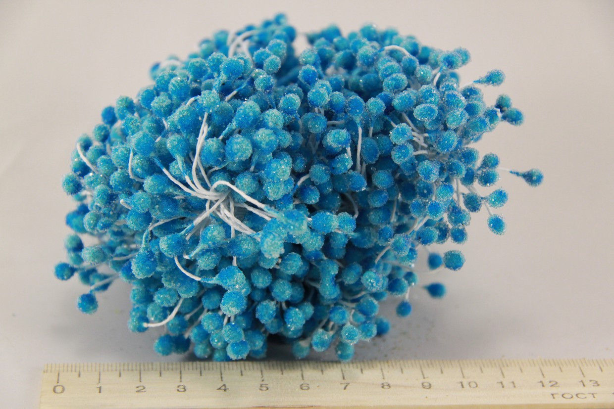 Квіткова тичинка з блискітками блакитна 0,5 см 850шт