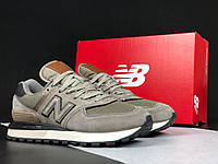 Стильные мужские кроссовки New Balance 574 classic демисезонные замшевые коричневые