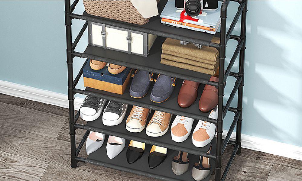 Стойка под одежду и обувь в прихожую New simple floor clothes rack, Вешалка-этажерка напольная с вешалками - фото 10 - id-p2079820575