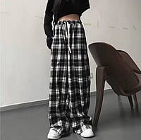 Чорно-білі жіночі штани картаті (42-44, 44-46, 46-48 розміри)