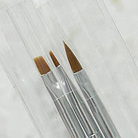 Набір пензлів для гелю з прозорою ручкою (3 шт)