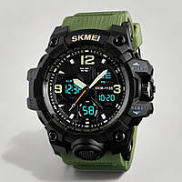 Часы наручные мужские SKMEI 1155BAG, часы тактические противоударны, армейские часы. ZW-871 Цвет: зеленый