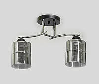 Люстра потолочная 2-х ламповая на невысокий потолок в спальню, кухню SC-9071/2 хром