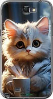 Чехол на Samsung Galaxy Note 2 N7100 White cat "5646u-17-63407"