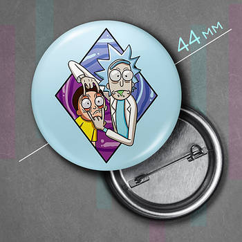 "Рік Санчез і Морті Сміт (Рік і Морті)" значок круглий на булавці Ø44 мм