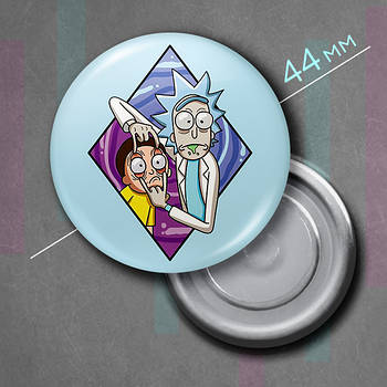 "Рік Санчез і Морті Сміт (Рік і Морті)" магніт круглий Ø44 мм